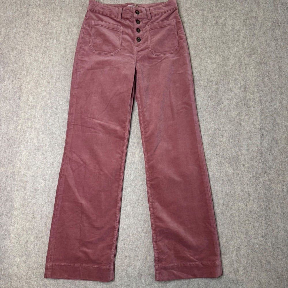 Faherty Patch Pocket Corduroy Pants Wide Leg Womens 28 Sedona Pink Stretch New